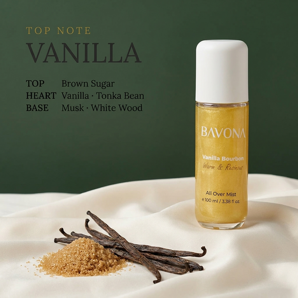 Bavona Vanilla Bourbon shimmer mist — Vanilla signature note