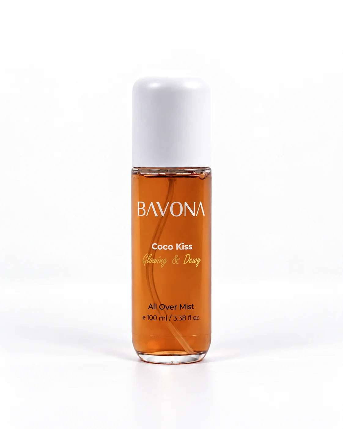 Bavona Coco Kiss hair & body mist, 100 ml clear bottle on a white background