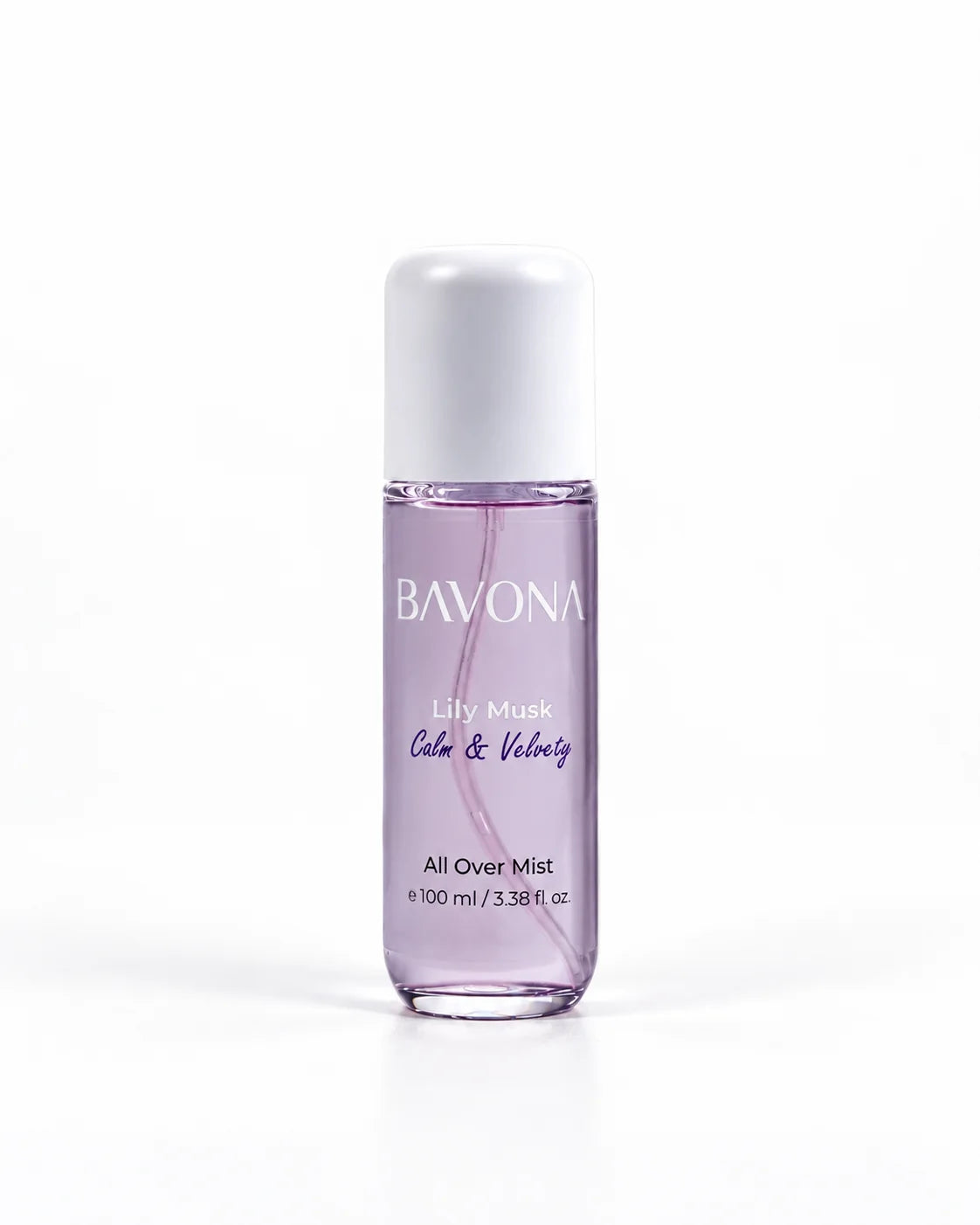Bavona Lily Musk hair & body mist, 100 ml clear bottle on a white background