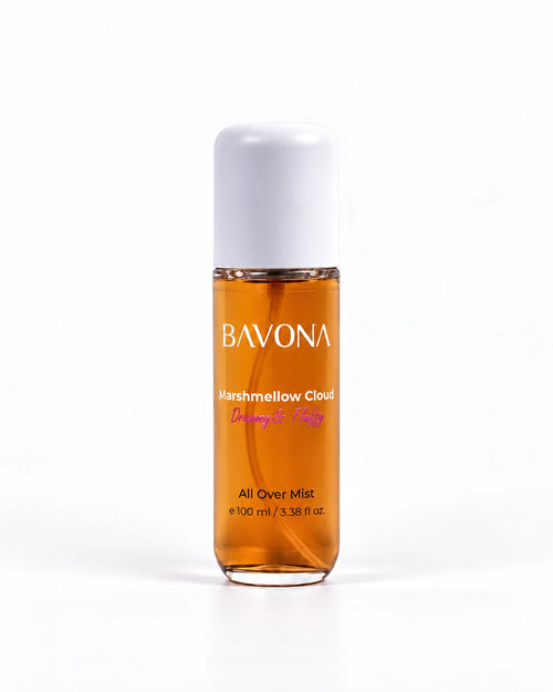Bavona Marshmallow Cloud hair & body mist, 100 ml clear bottle on a white background
