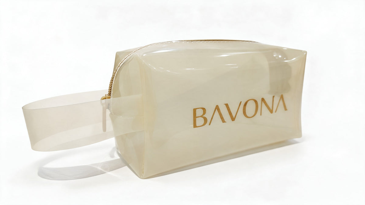 The Bavona Ritual Pouch from the side, with its translucent carry loop extended