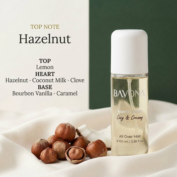 Bavona Vanilla Haze mist — Hazelnut signature note