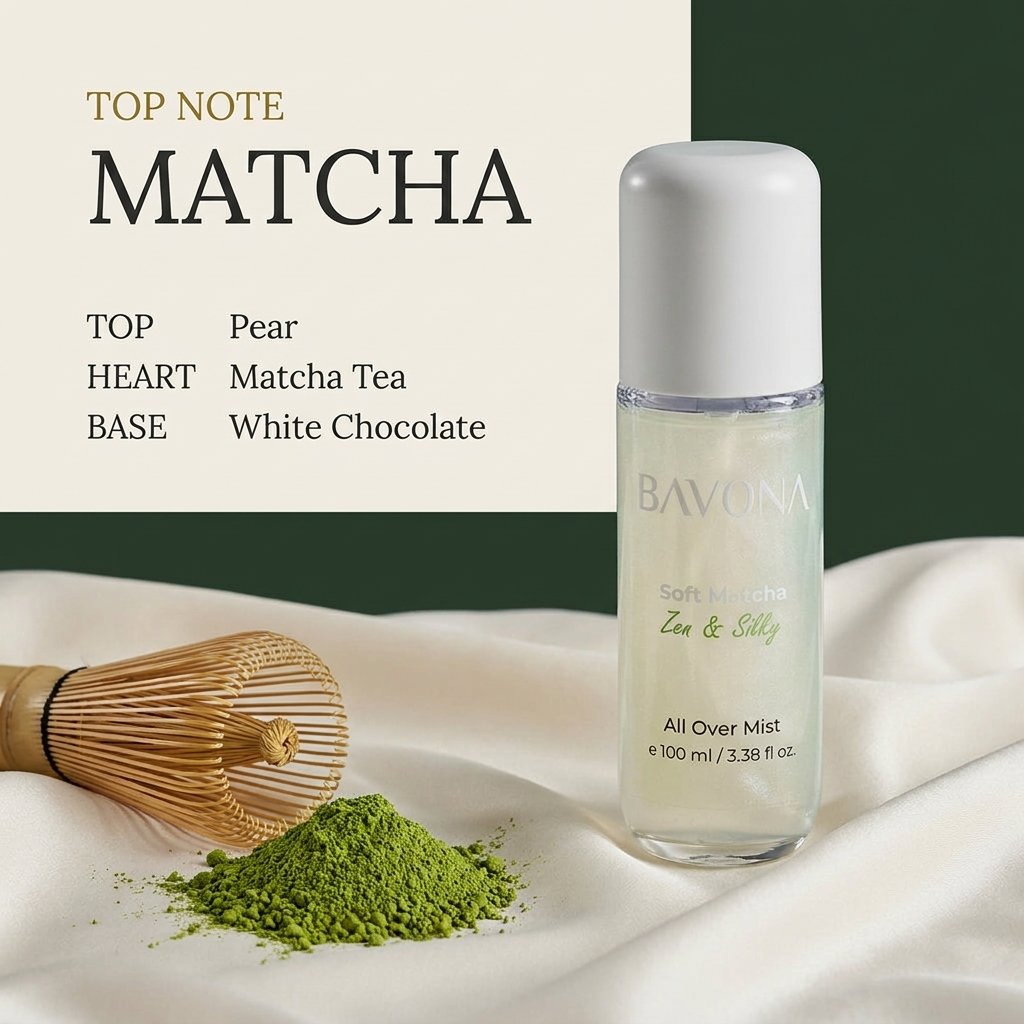 Bavona Soft Matcha shimmer mist — Matcha signature note